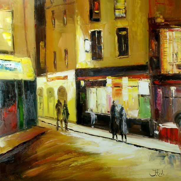 Schilderij Impressionisme Avond in Montmartre John Frel Art Unica