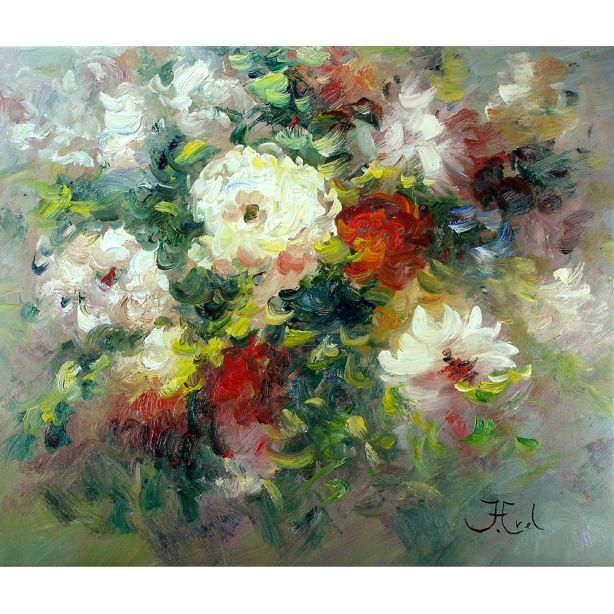 Impressionistisch Schilderij John Frel Mixed Roses  