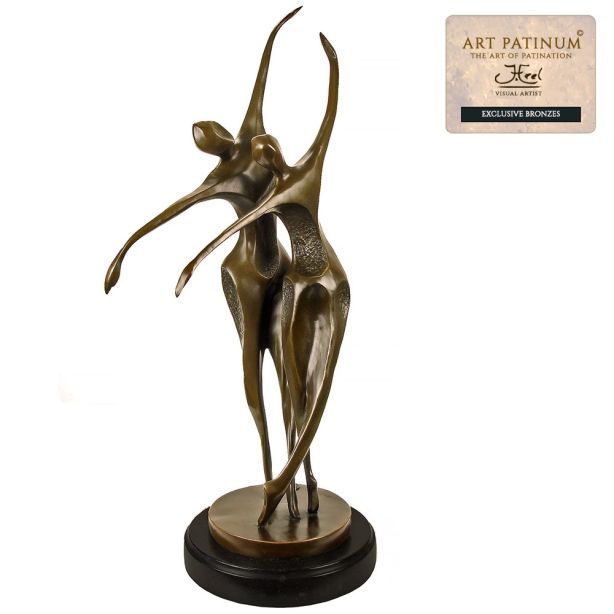 Love Dance bronzen beeld man en vrouw danspaar met exclusieve Patina John Frel