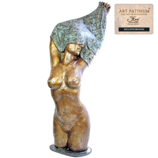 Bronzen beeld Tentation vrouw naakt 100cm exclusieve John Frel patina