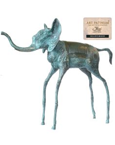 Bronzen beeld Dali Olifant op Ooievaarspoten unieke patinering van Bronzenbeeldenatelier John Frel